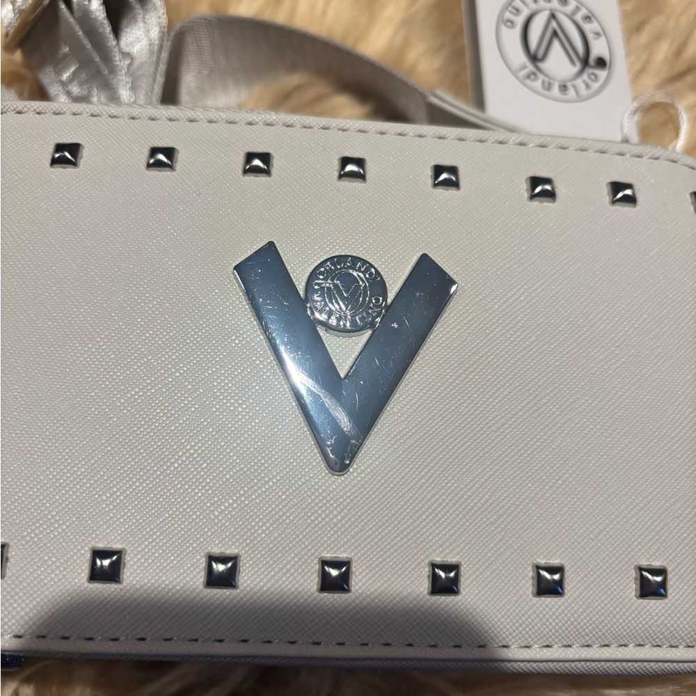 Valentino Orlandi V Logo Studded Wide Strap Camera Bag